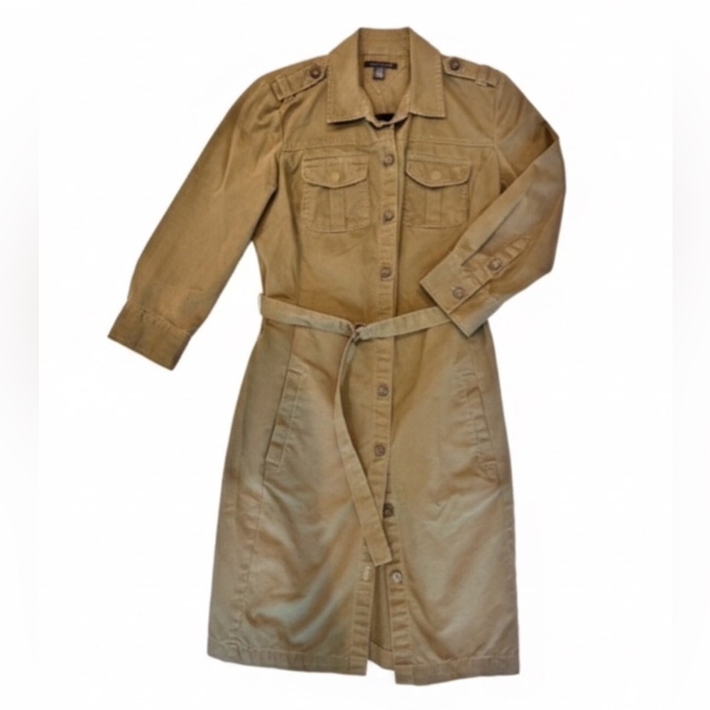 Tommy Hilfiger Olive Green Safari Belted Utility Shirt Dress Cotton - Picture 12 of 13